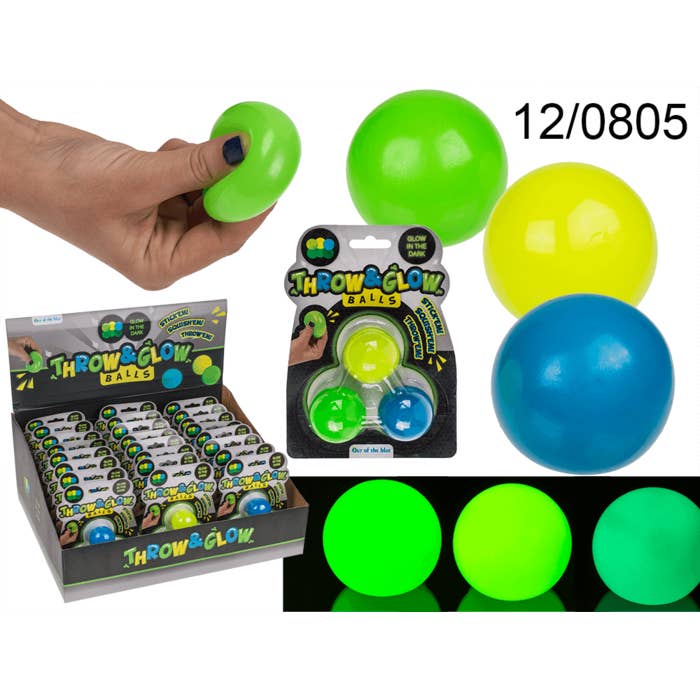 Throw & Glow Balls, 3 pcs p. card, ca. 4 cm, for wholesale by Out of the blue KG