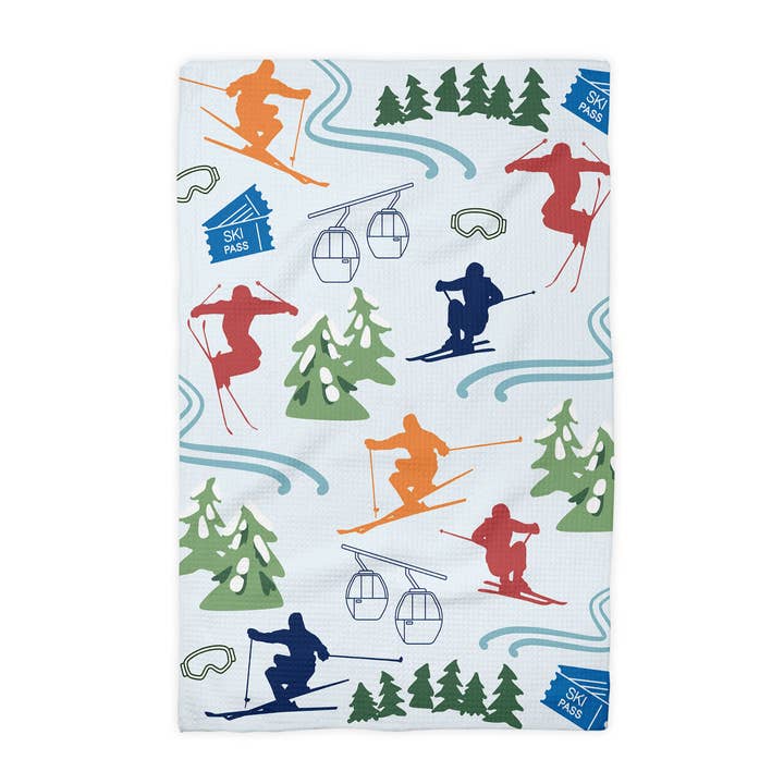 Canary Road - Wholesale Tea Towel - Skiing Mountain Ski Lodge Christmas Kitchen Towel Waffle1