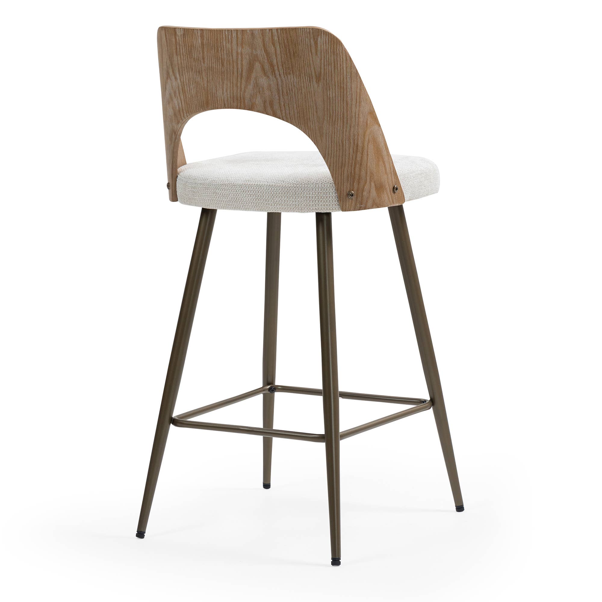 Glamour Home - Wholesale Stool - Set of 2 Bethan Beige Washed Boucle Fabric Counter Stool7