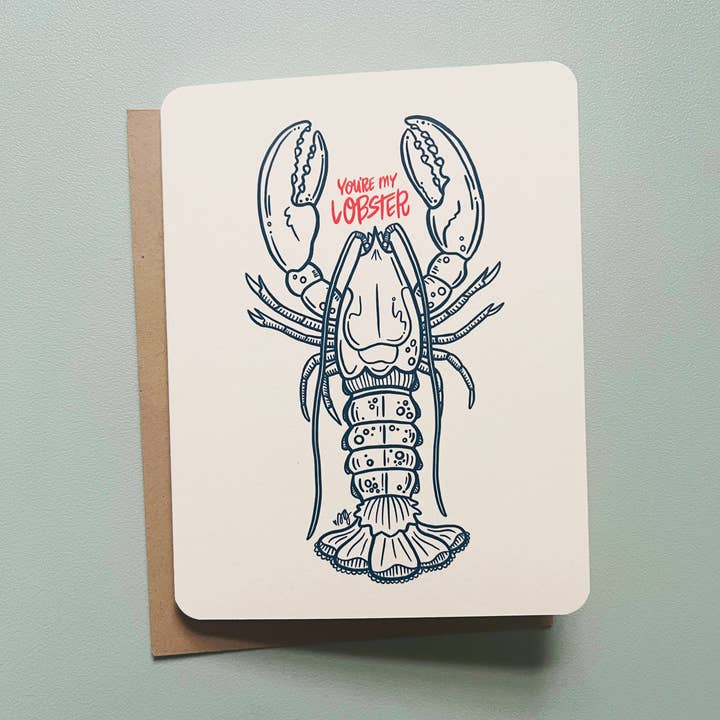 You're My Lobster Blank A2 Greeting Card for wholesale by Sandi Doodles
