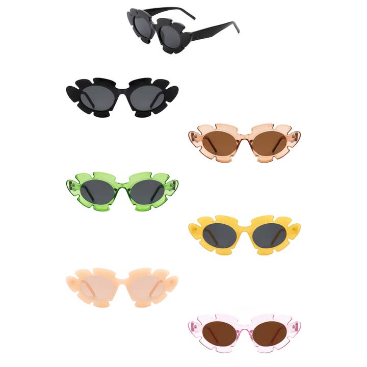Irregular Round Cut-Out Cat Eye Flower Fashion Sunglasses for wholesale by Cramilo Eyewear