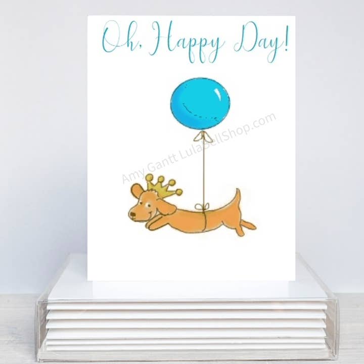 Happy Dachshund Boxed Note Cards for wholesale by Lula Bell Cards and Gifts