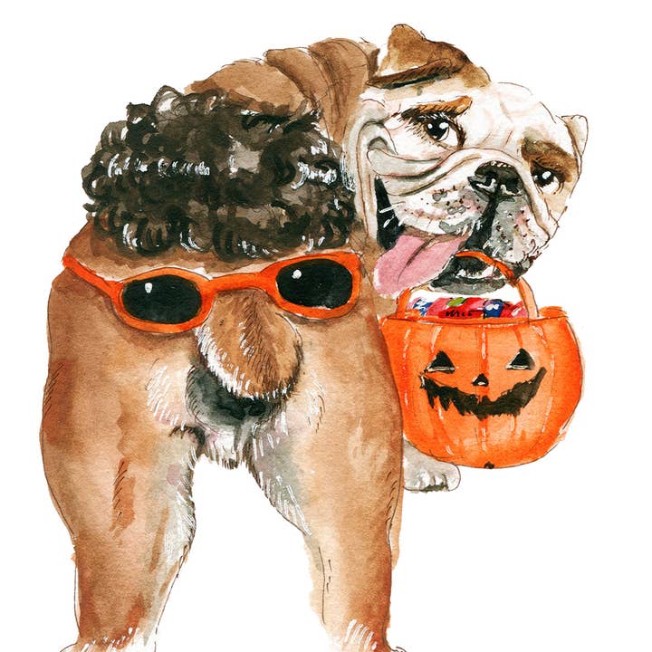Liyana Studio - Wholesale Halloween Card - Bulldog Halloween Trick - Funny Halloween Card2