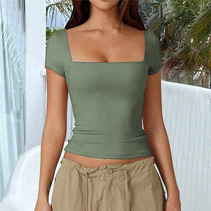 UZ Wholesale Store - Wholesale T-Shirt - Women's - Basic Round Neck Short Sleeve T-Shirt in Solid Color3