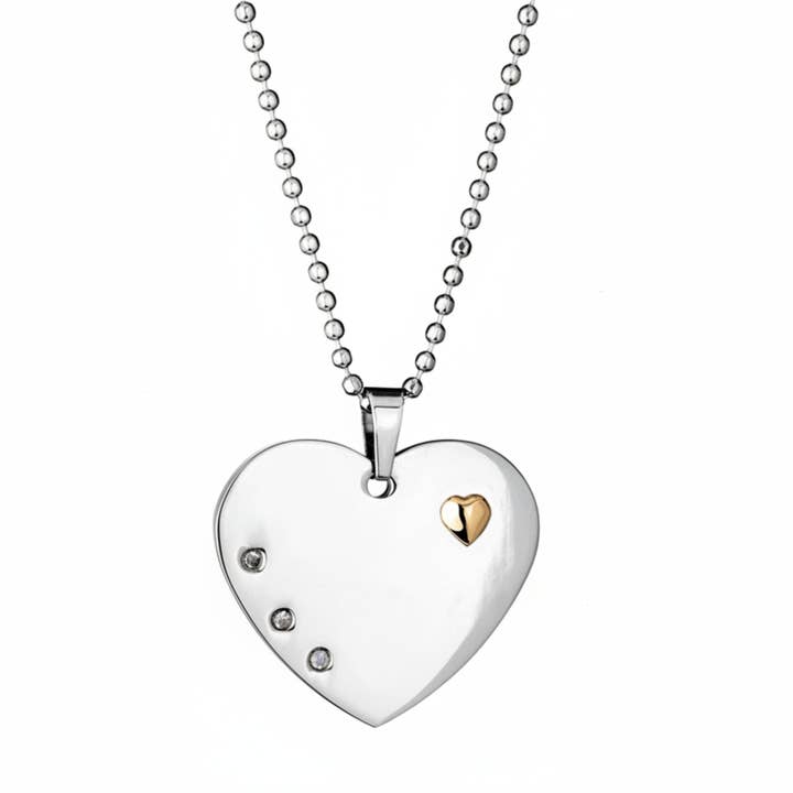 Gold Heart with 3 Czs Heart Necklace for wholesale by West Coast Jewelry