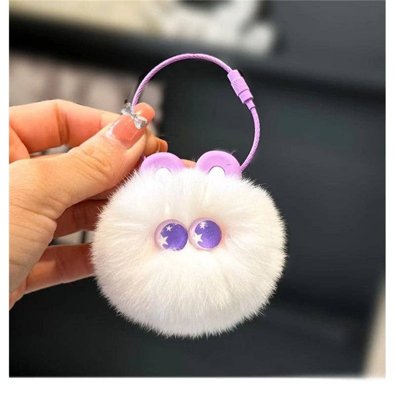FurDecoration - Wholesale Keychain - Women's - Fluffy Rex Rabbit Fur Cute Cat Head Keychain & Bag Charm8