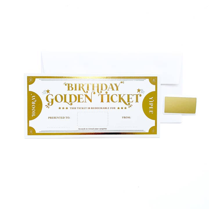 Black Bow Studio - Wholesale Birthday card - Scratch-off Birthday Golden Ticket Gift Voucher1