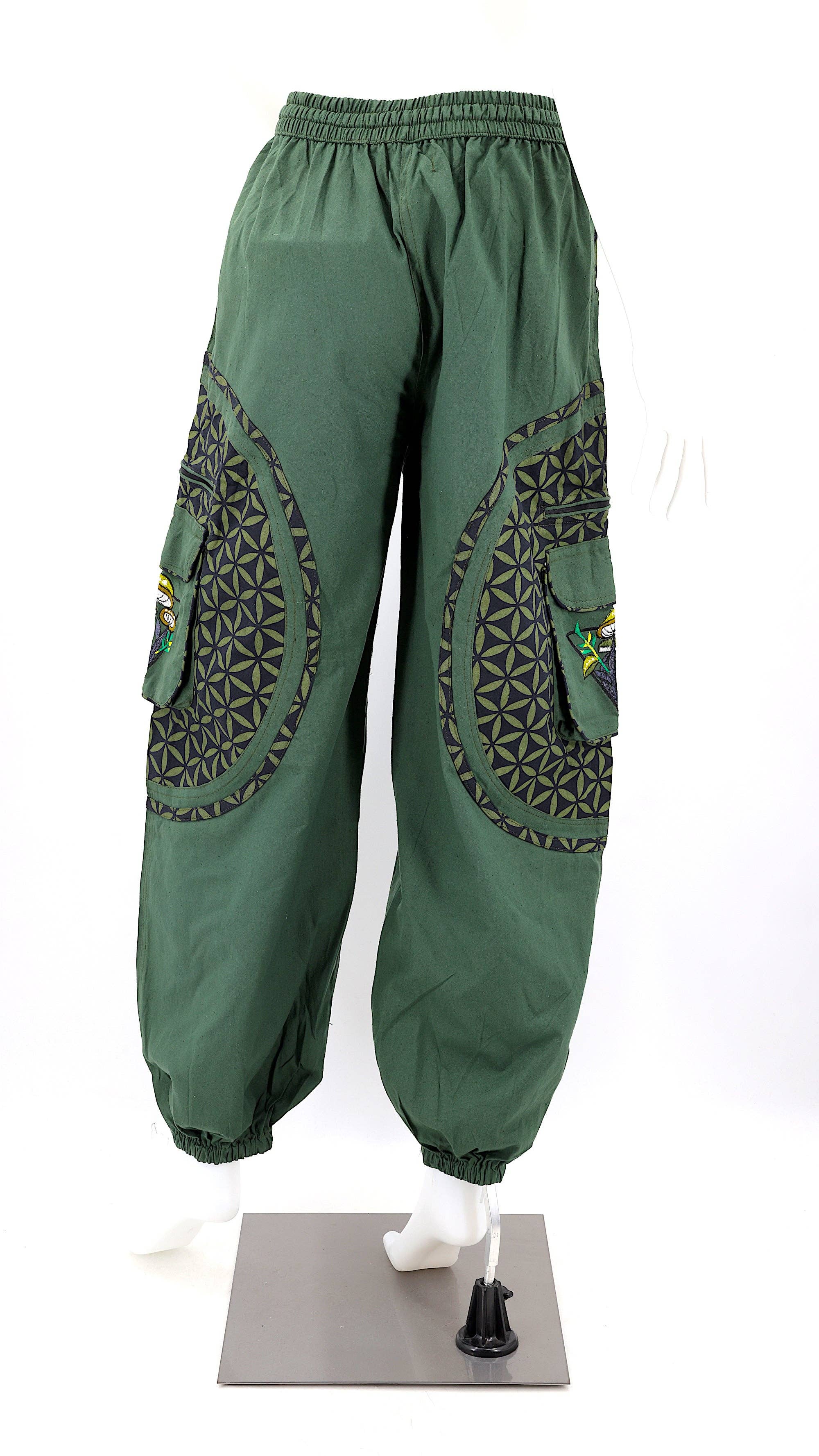 Himalaya Handmade - Wholesale Pants - Women's - Cotton Hippie Handmade Harem Mushroom Embroidered Bohemian Pants23