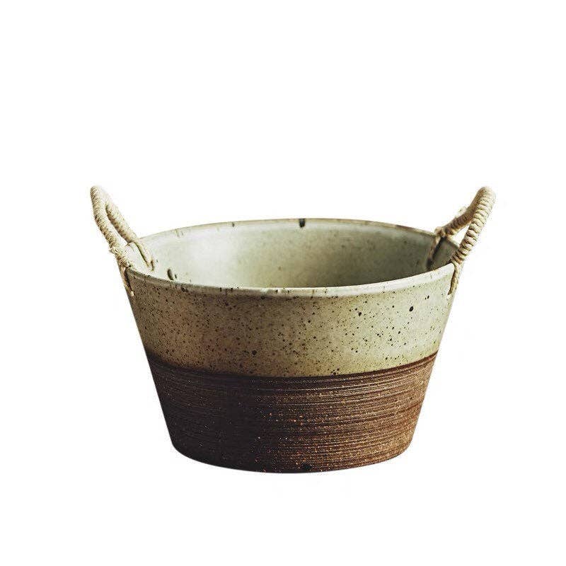 Gohobi （We cover U.S. import duties） - Wholesale Bowl - Gohobi Ceramic Rattan Handle Large Bowl9