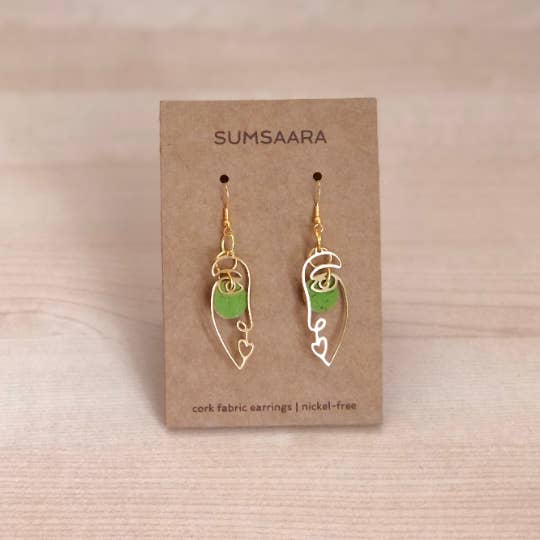 Abstract Face Earring Green for wholesale by Sumsaara