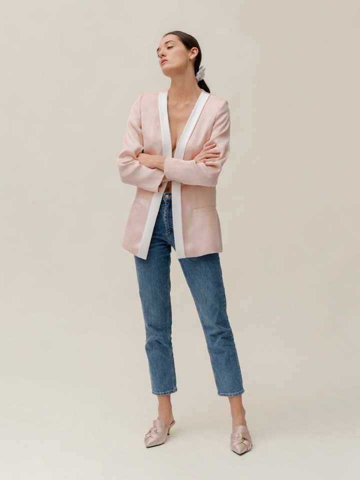 Cardigan Blazer Lys Rosa&Hvid for engroshandel hos PNLP Milano