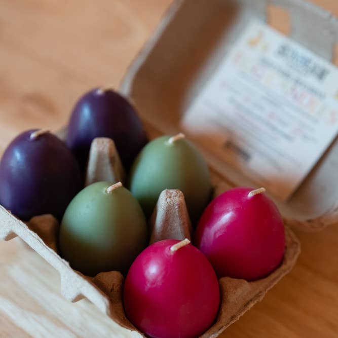 Sunbeam Candles, Inc - Wholesale Grappige kaars - Eierdozen 6-kt naturel & assorti5