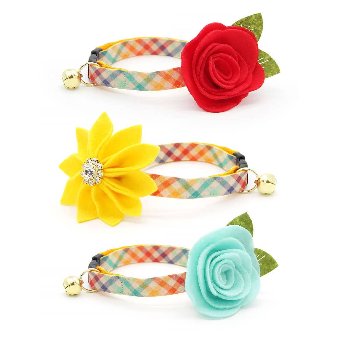 Made By Cleo - Venta al por mayor Collar - Gatos - Collar de gato a cuadros arcoíris «Golden Hour»5