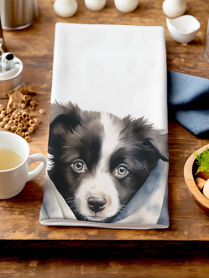 Mia - Söt valp i filt - Unik hundkökshandduk för wholesale av Homemade Hollydays Wholesale