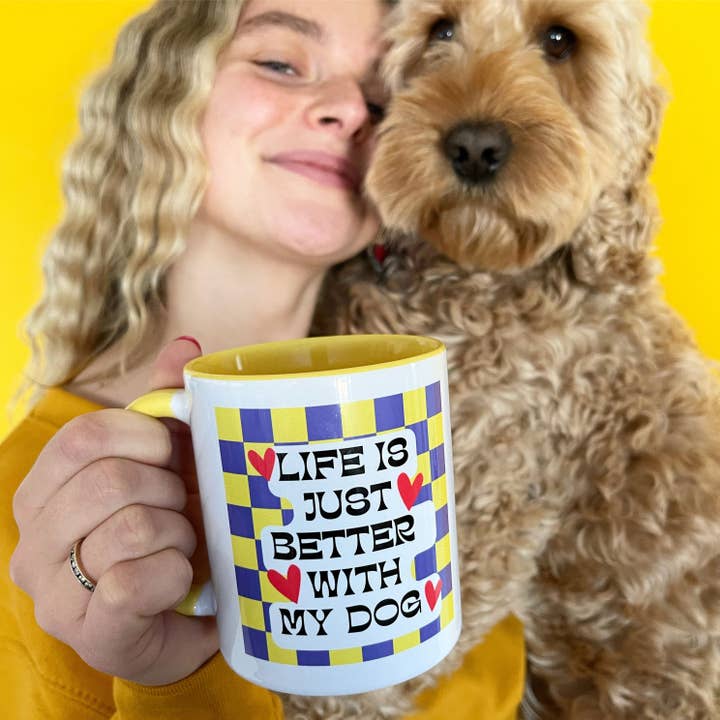 Life Is Better With My Dog Check Mug for wholesale by Syd&Co