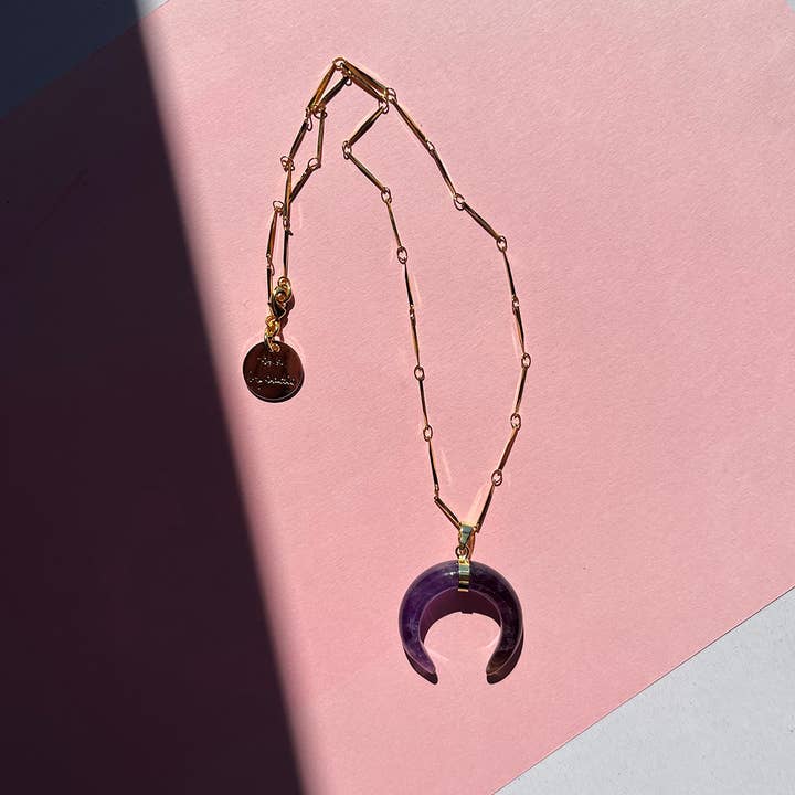 Crystal Moon Amethyst Necklace for wholesale by Shh by Sadie