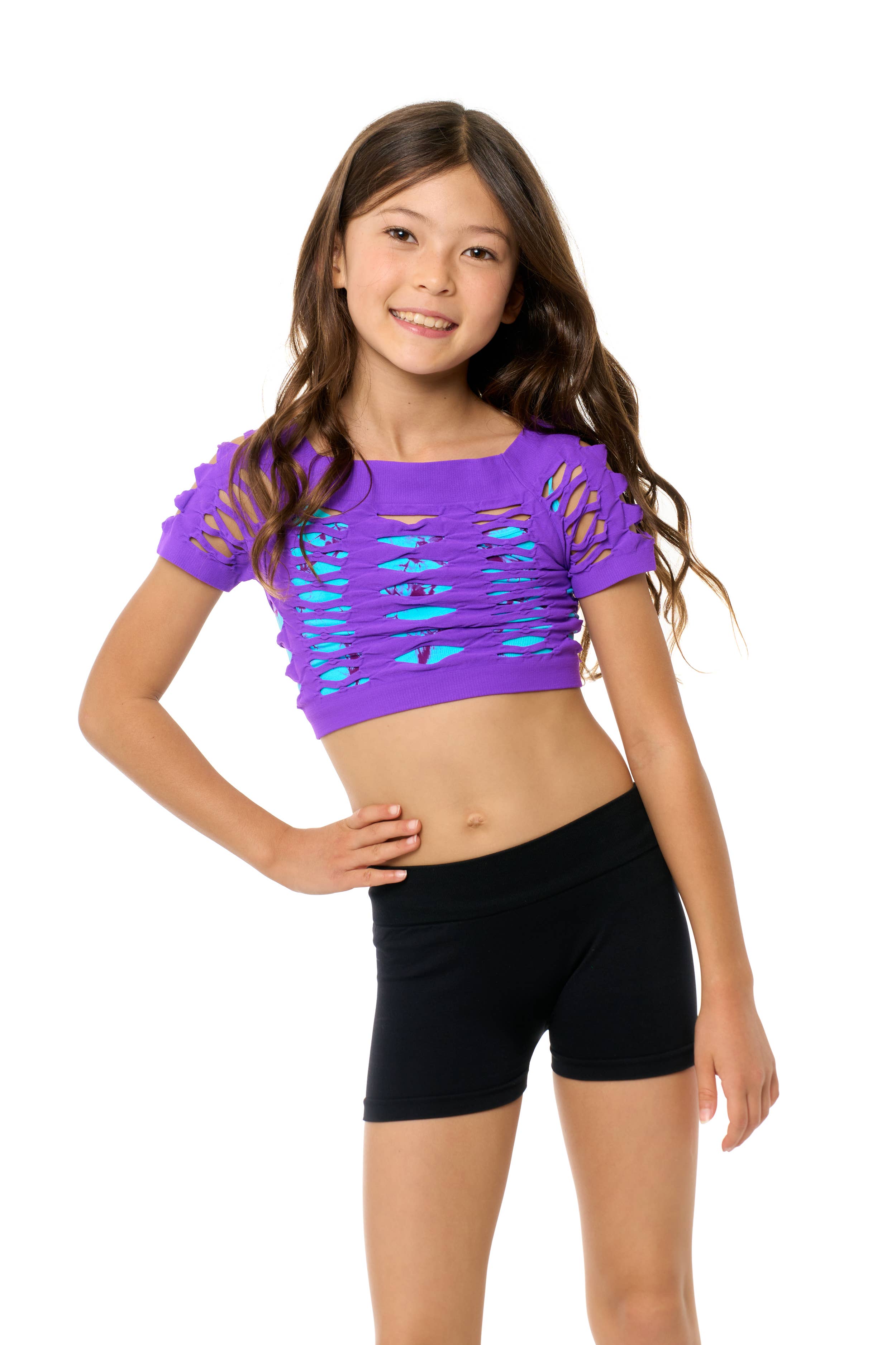 Malibu Sugar - Wholesale Tank Top - Kids - Malibu Mesh Crop Top for Dance Girls (8-14) One Size15