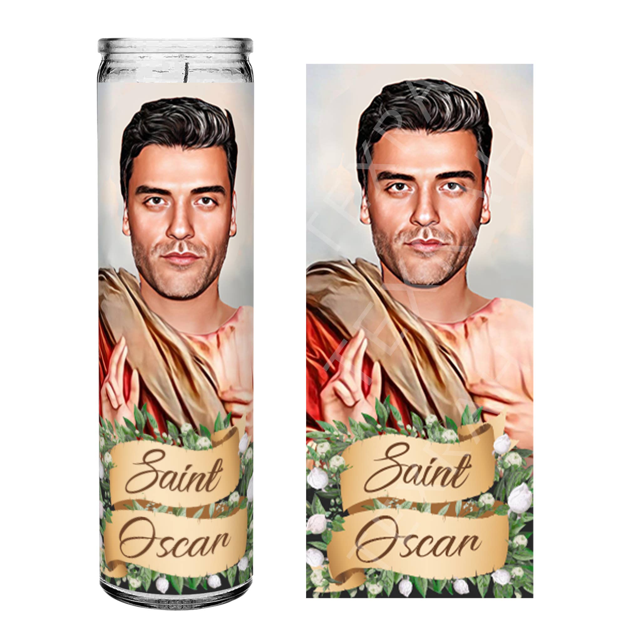 Texrah - Wholesale Votive Candle - Saint Oscar Isaac Celebrity Prayer Altar Candle - 8" white0