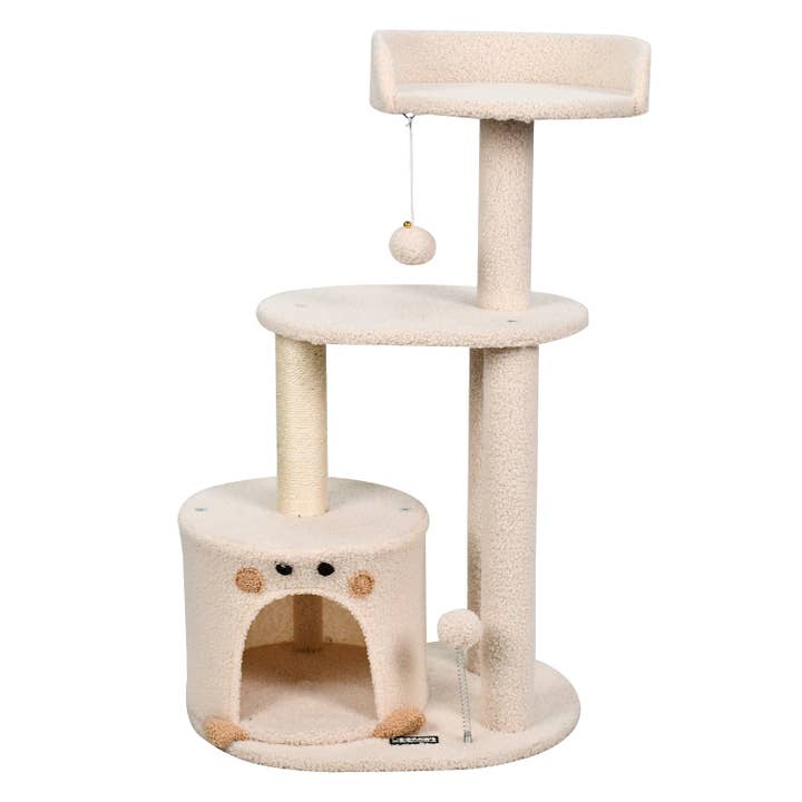 GOOPAWS 33-in Faux Fur Top Perch Cat Tree & Condo, Cream, 33.9'' for wholesale by Jespet