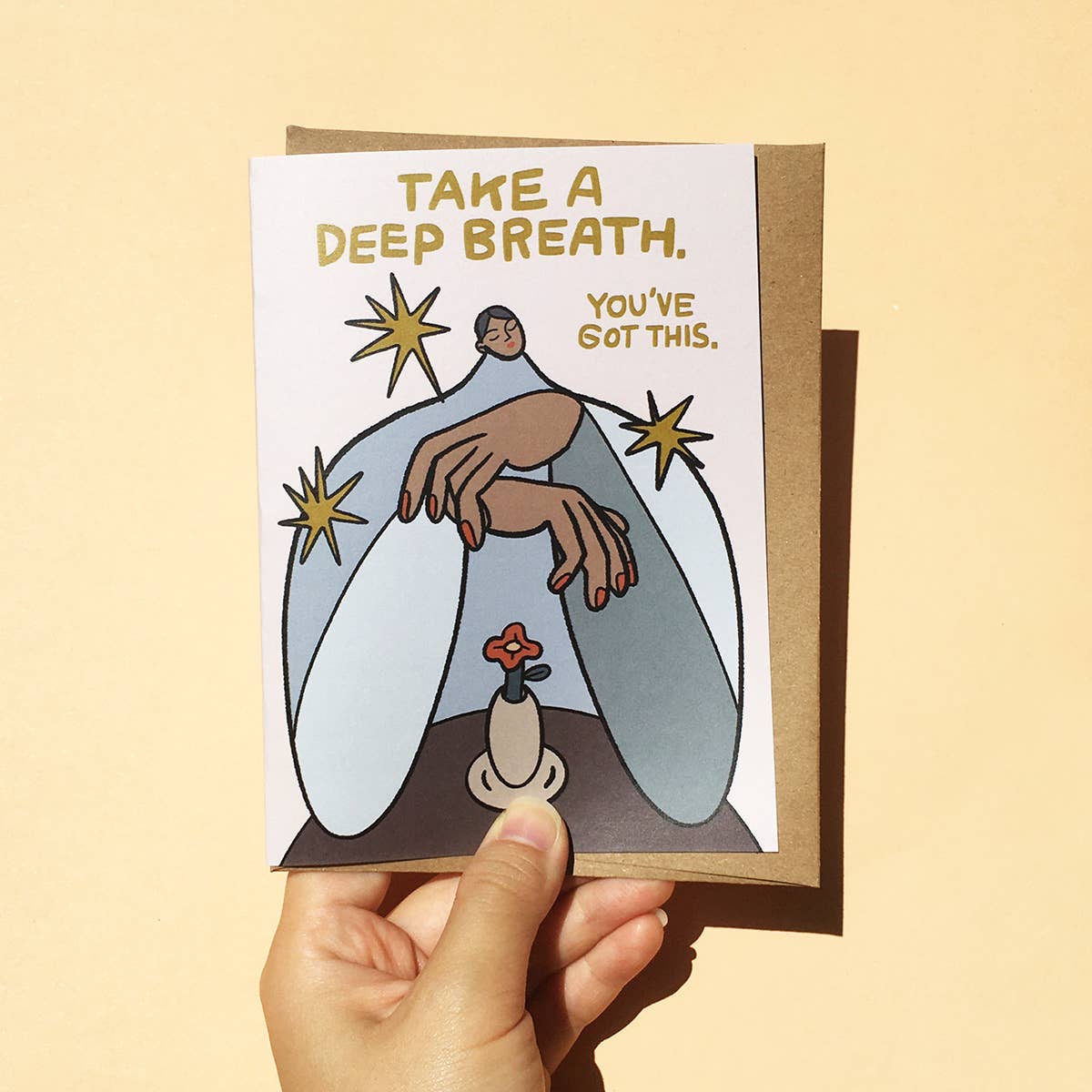Chonky Goods by Ping Hatta. Studio - Wholesale Encouragement Card - Greeting Cards - Take a Deep Breath (You've Got This)
