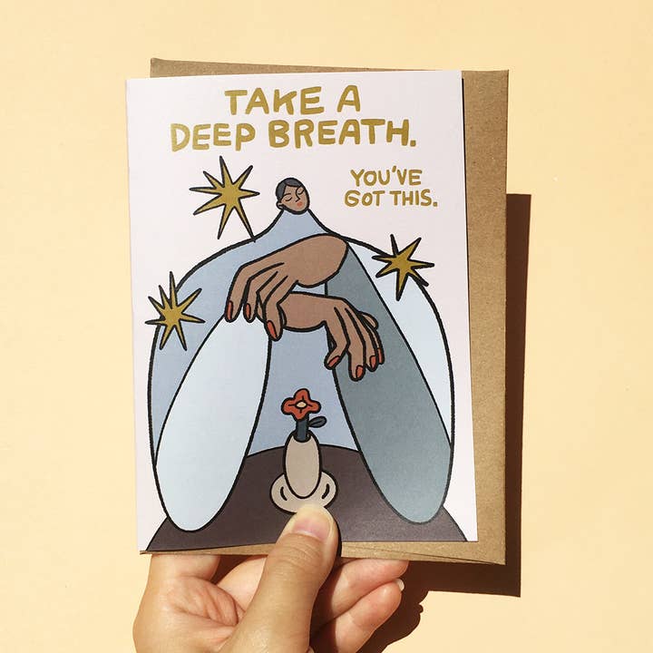 Chonky Goods by Ping Hatta. Studio - Wholesale Encouragement Card - Greeting Cards - Take a Deep Breath (You've Got This)0