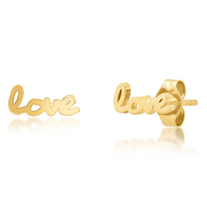 Clous d'oreilles en or 14 carats Signature « Use Your Words » pour la vente par Elliot Young Fine Jewelry