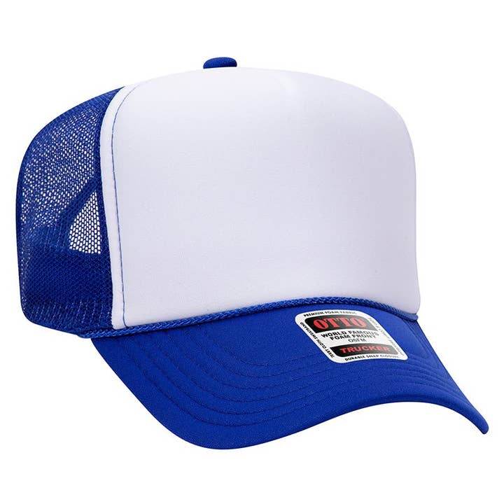 Wholesale Accessory Market - Wholesale Trucker Hat - Unisex - OTTO Royal with White Foam Front High Crown Trucker Hat