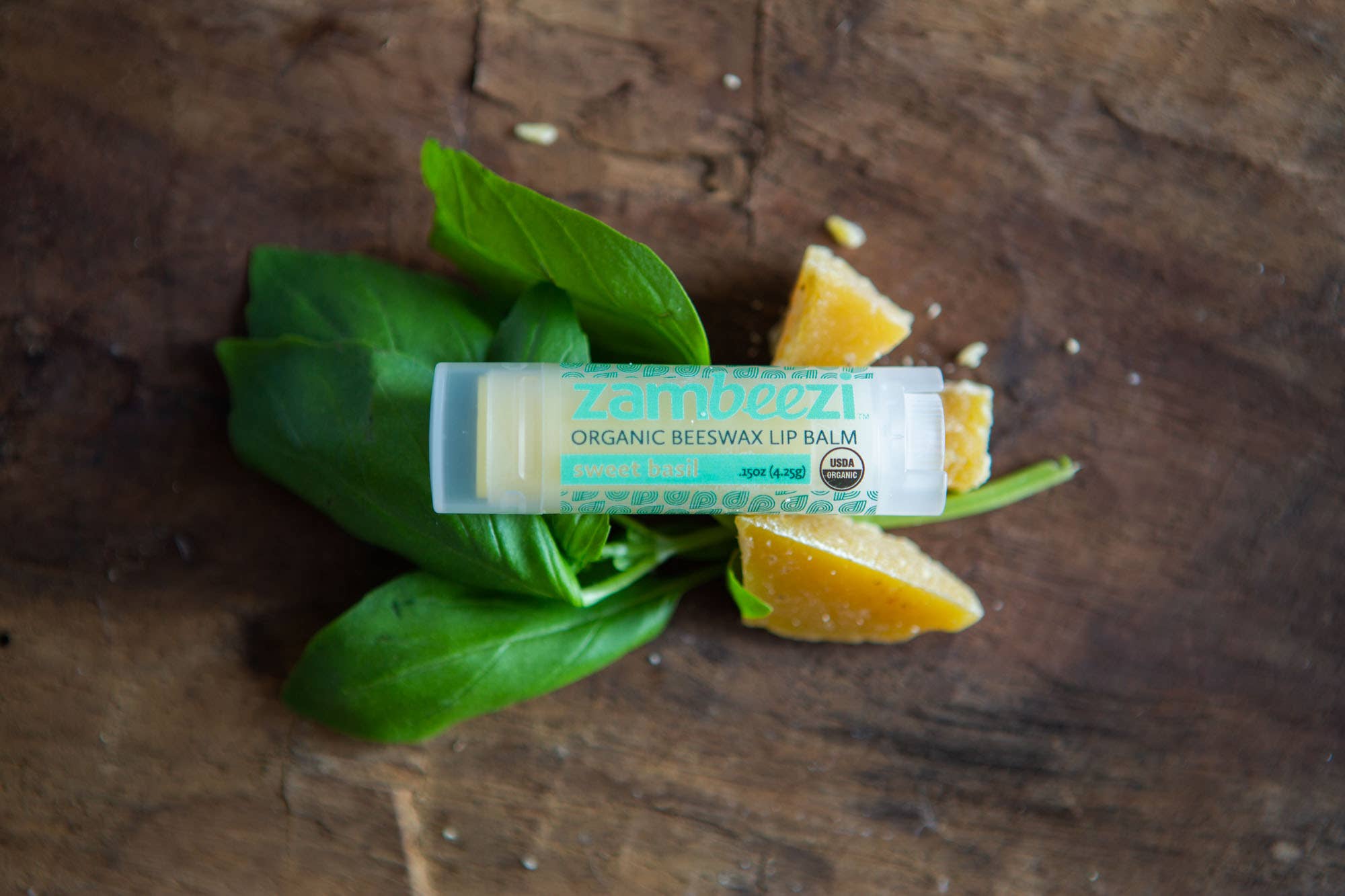 Zambeezi – wholesale Lip Balm – Sweet Basil Organic Beeswax Lip Balm1