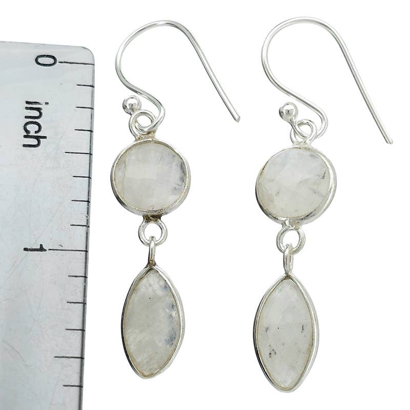 Amberman - Wholesale Dangle Earrings - Faceted Moonstone Sterling Silver Earrings On Hooks2