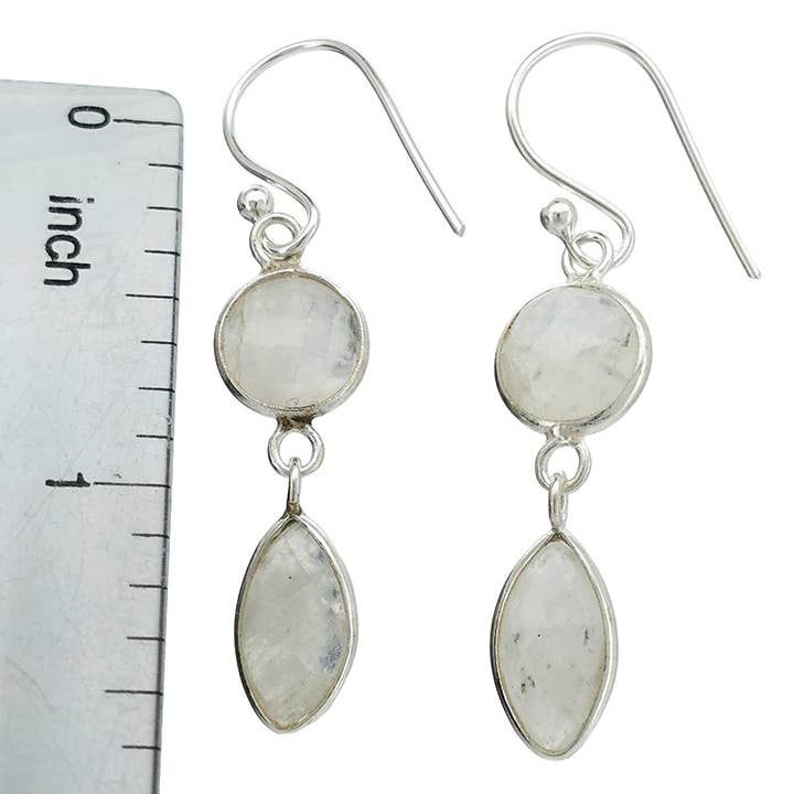Amberman - Wholesale Dangle Earrings - Faceted Moonstone Sterling Silver Earrings On Hooks2