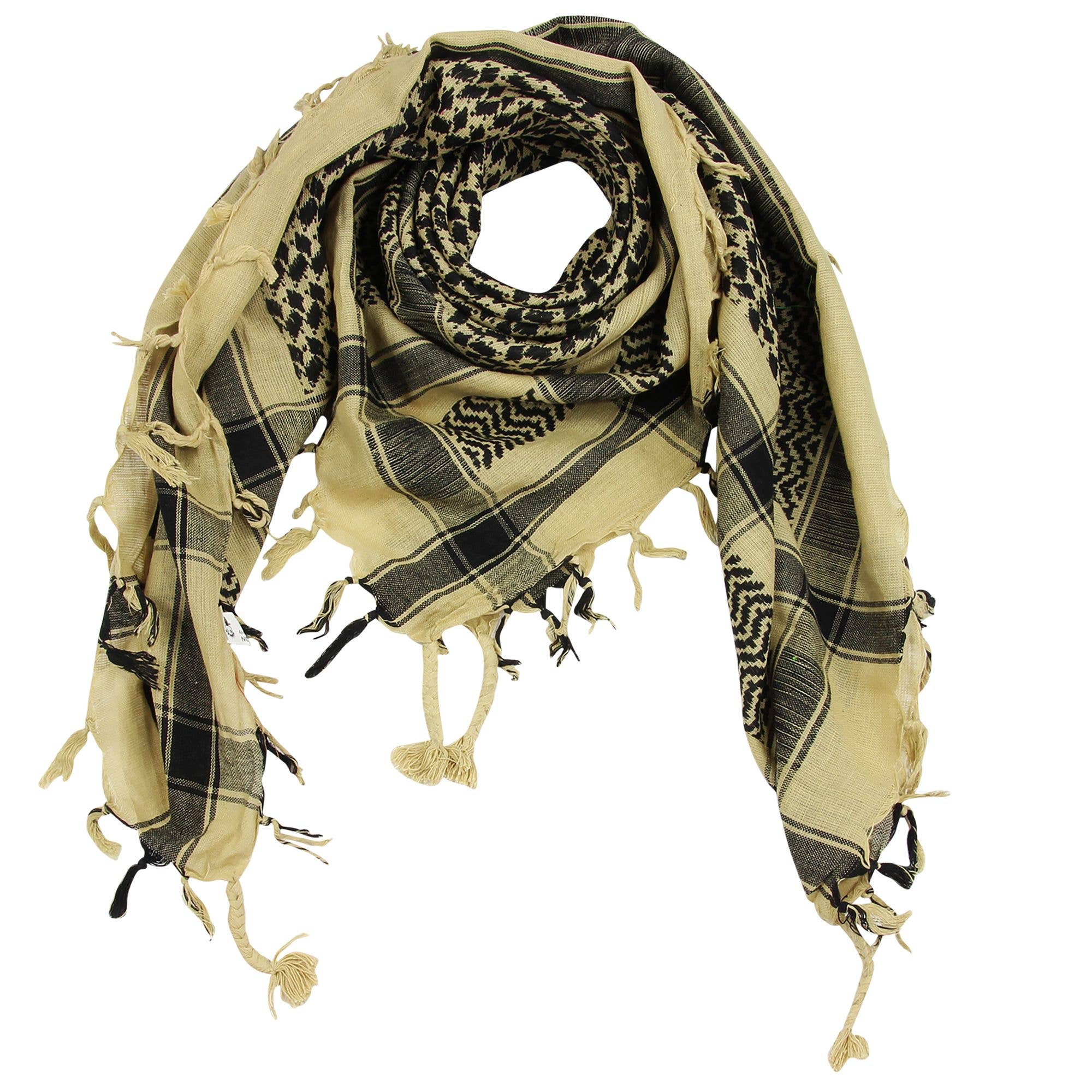 Tribal Trade GmbH – wholesale Halsduk - Unisex – Palituch - Beige - Svart - Kufiya PLO handduk0