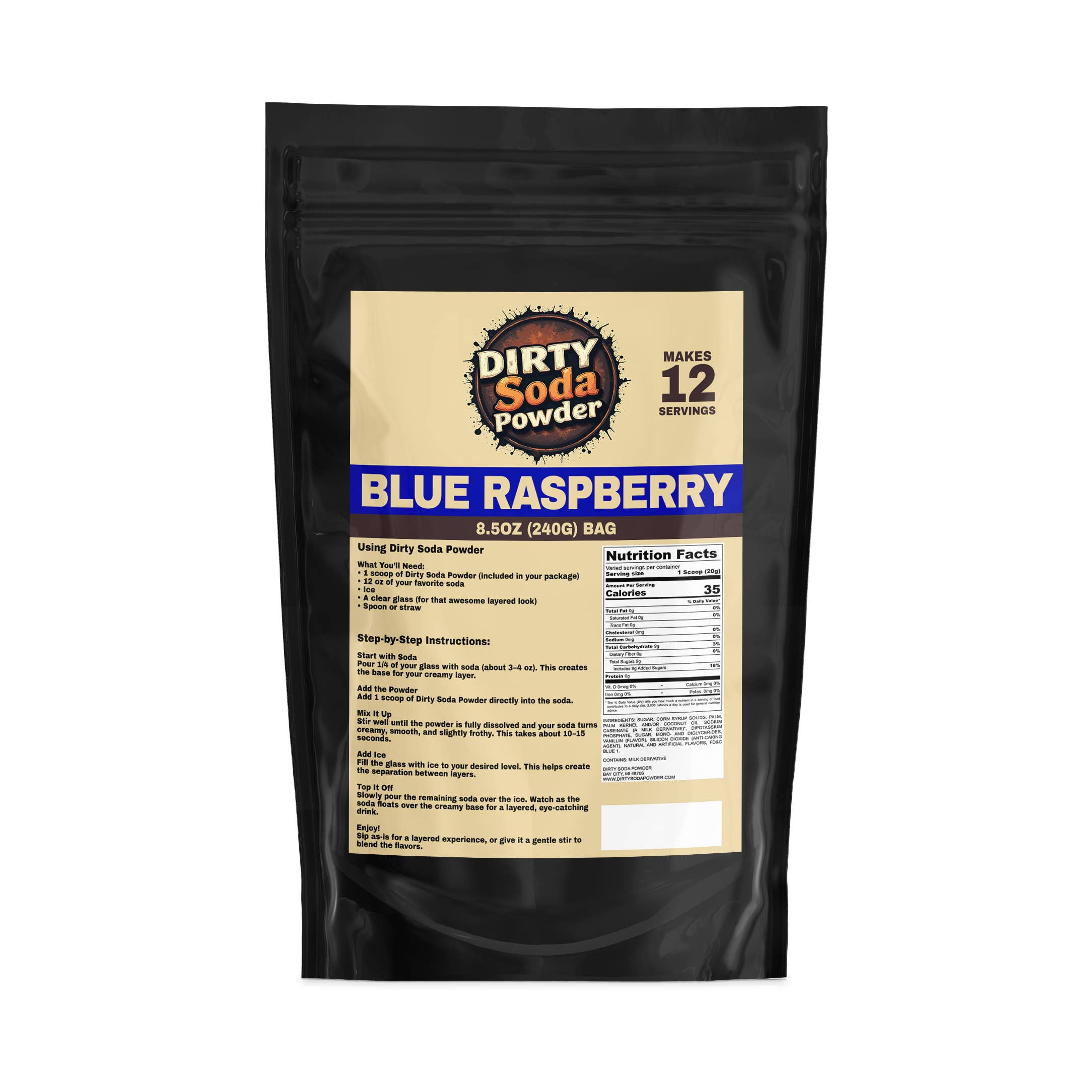 Dirty Soda Powder – Kit de bebidas DIY por atacado – Pó de Soda Suja de Framboesa Azul 💙 - Mistura de Soda Tudo em Um1