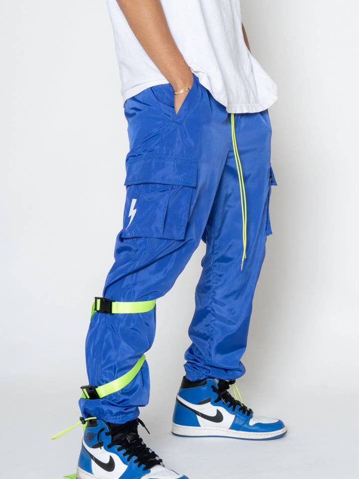 Robin K – Engroshandel Bukser - Herre – Blank statlige mænds Swishy Utility Cargo bukser i kongeblå