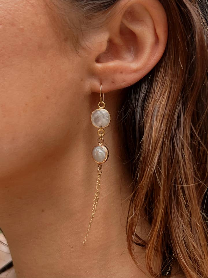 Moonstone Perla Earrings for wholesale by Toasted Jewelry