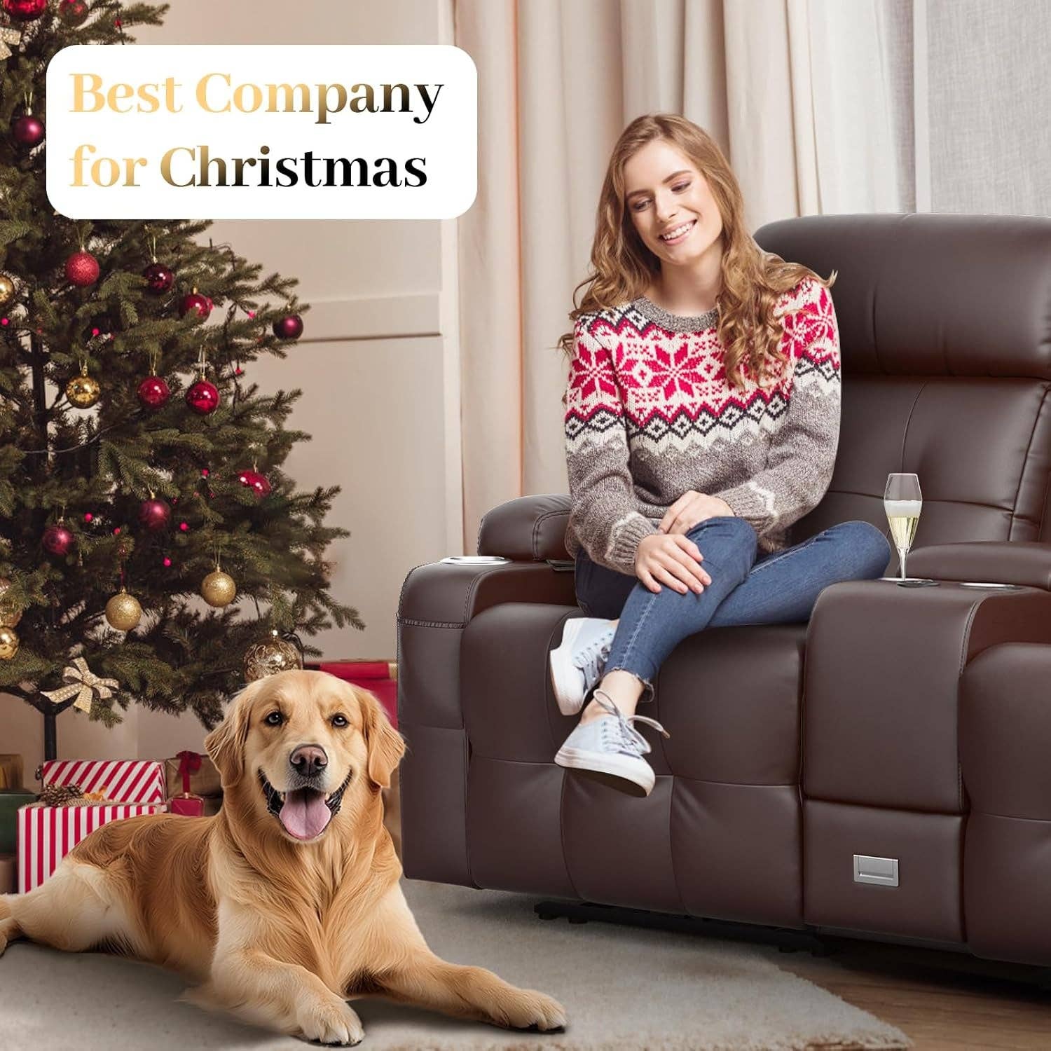 Brown Reclining Massage Loveseat With USB Ports And Wall Hugger for wholesale on Faire4