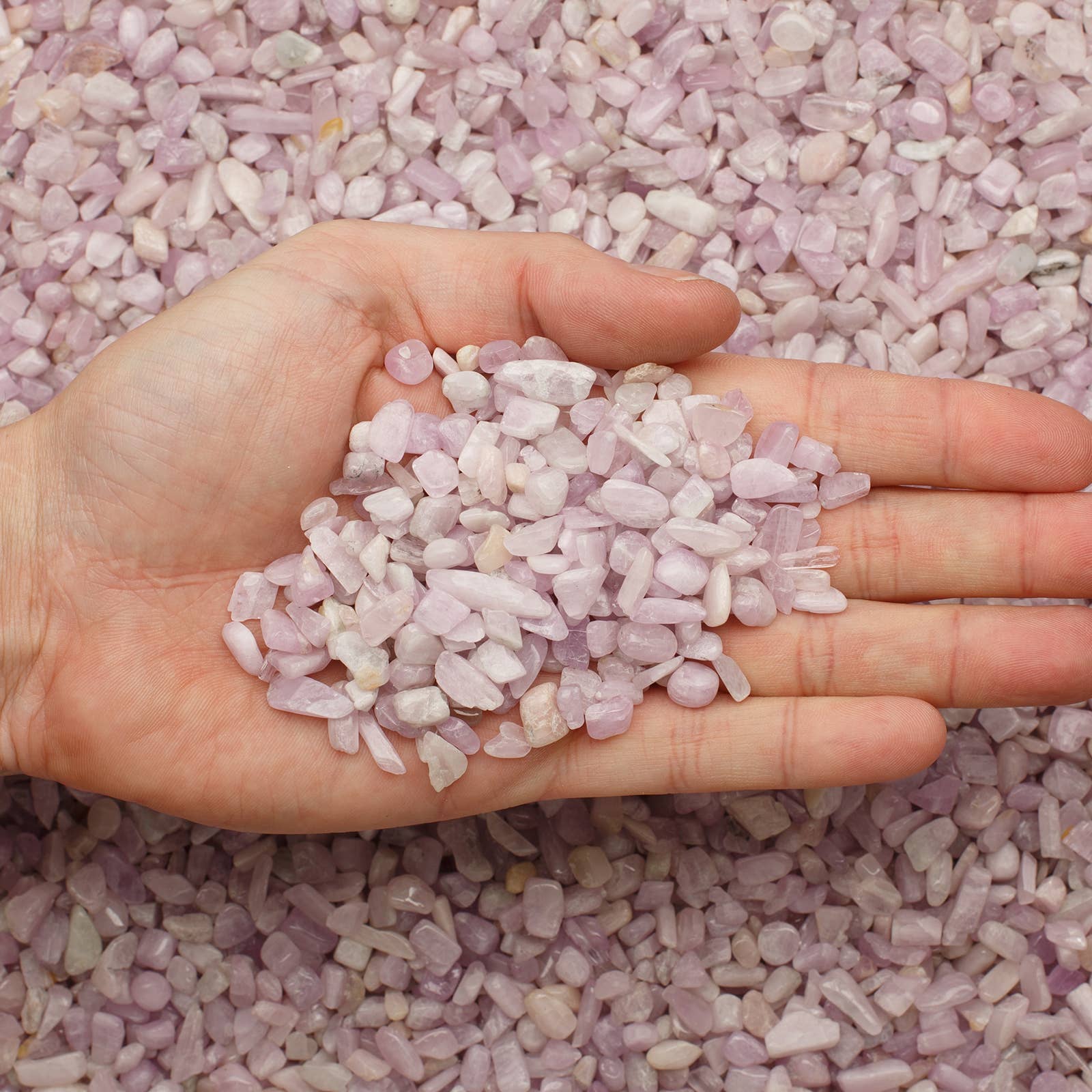 Fantasia Mining - Wholesale Spiritual Stone/Crystal - Tumbled Kunzite Chips -.2" to .3" - China (1 lb)2
