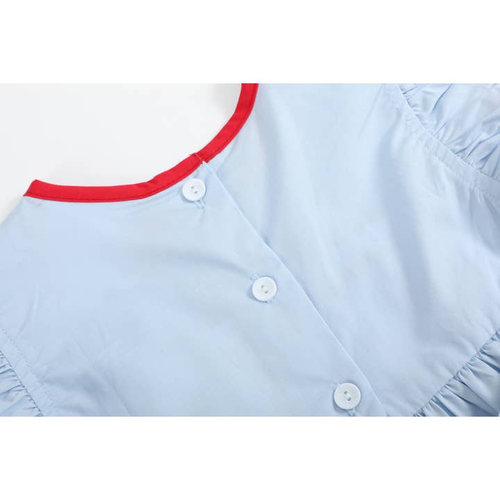 Lil Cactus - Wholesale Dress - Kids - Light Blue USA Flag Smocked Dress