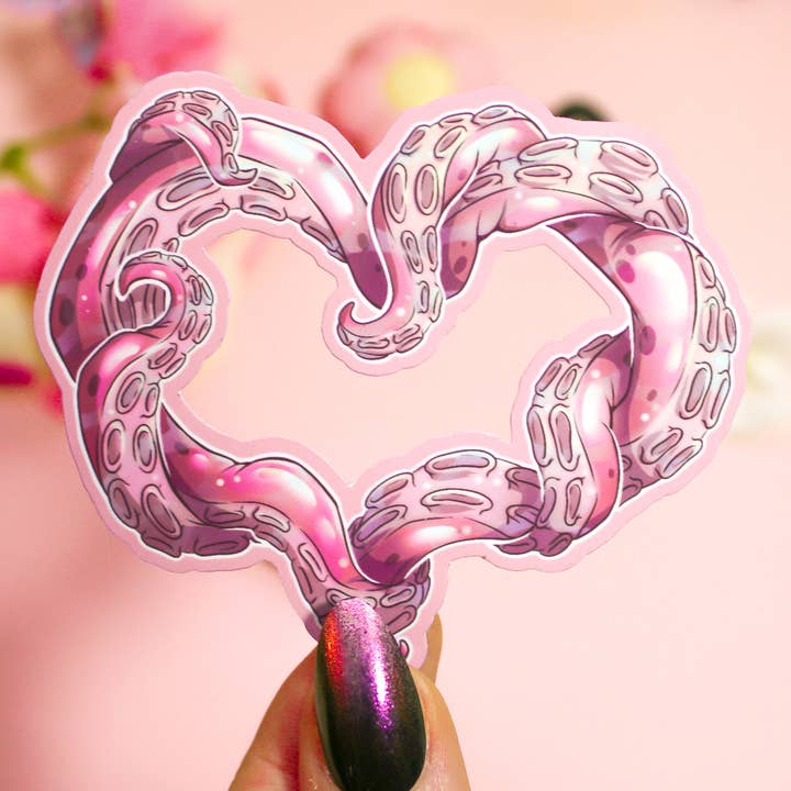 Tentacle Heart Sticker for wholesale by Nemissa's Northwood Arts
