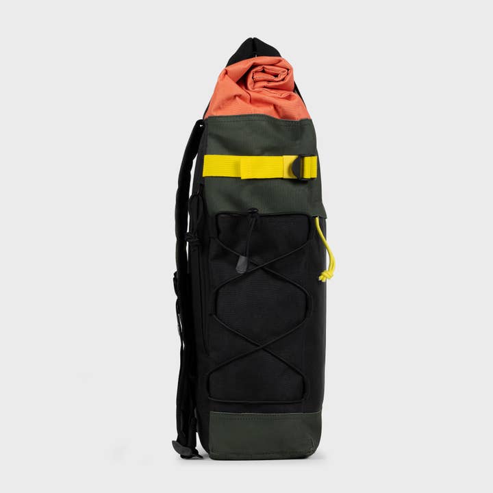 BILLYBELT – wholesale Backpack – Men's – Roll-top 100% recycled polyester backpack - Khaki and orange
