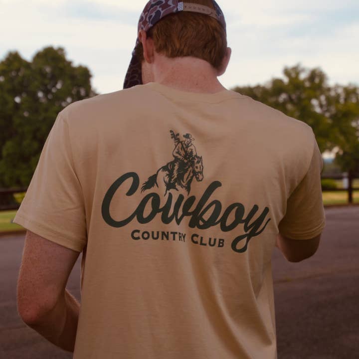 Cowboy Country Club - Wholesale Screen Printed T-Shirt - Men's - Cursive Club Graphic T-Shirt