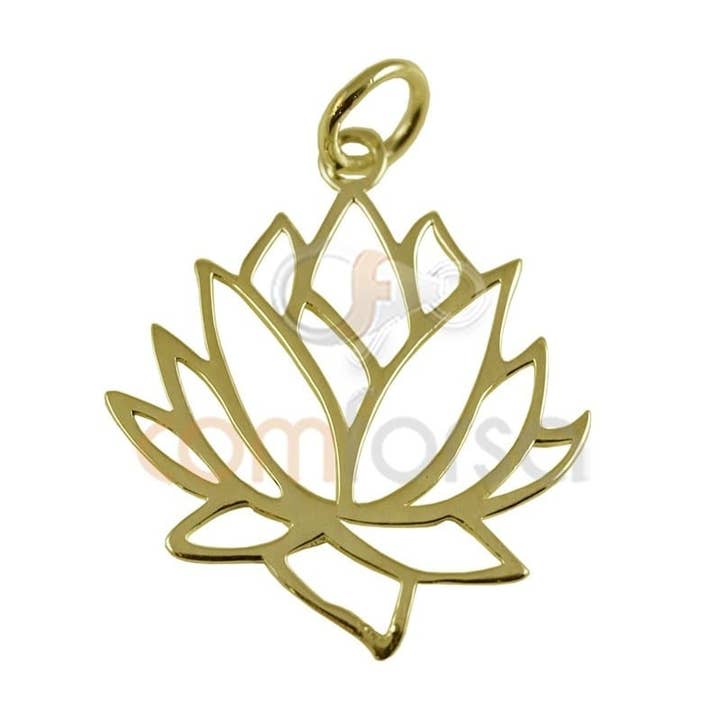 COM FORSA SL - Wholesale Individual Charm/Pendant - Gold Plated Sterling Silver 925 Ml Lotus 19X22 Mm0