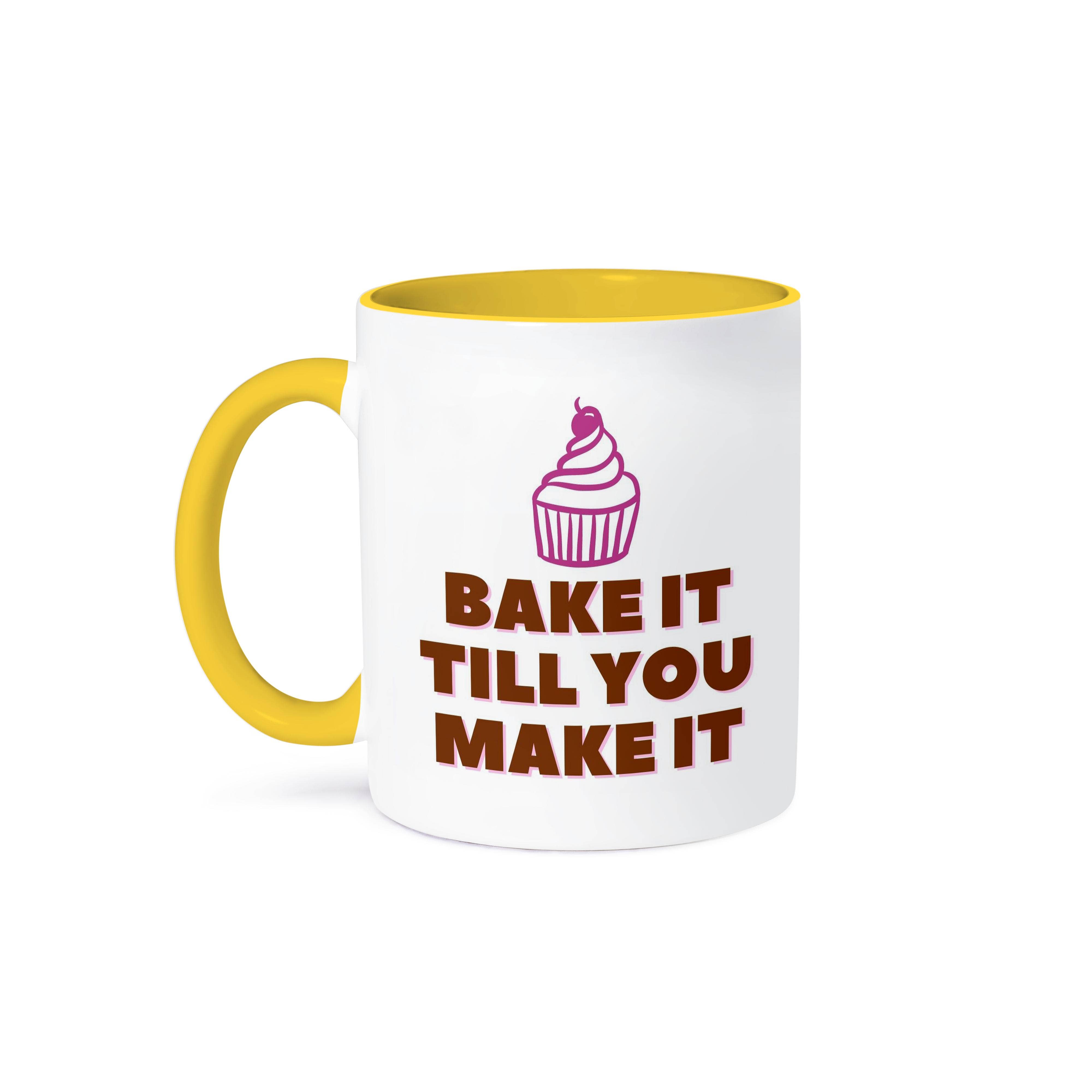 3dRose - Vente Tasse à café - 3dRose, Image de cupcake avec le texte "Bake It Till You Make It", Tasse0