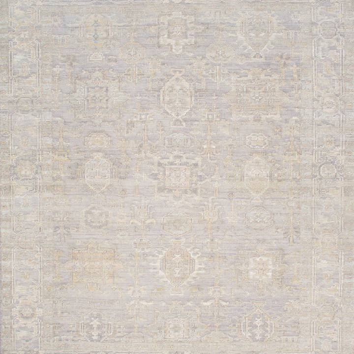 Tapis de zone noué à la main Oushak, Argent 8' 3'' X 9'10'' pour la vente par Canvello