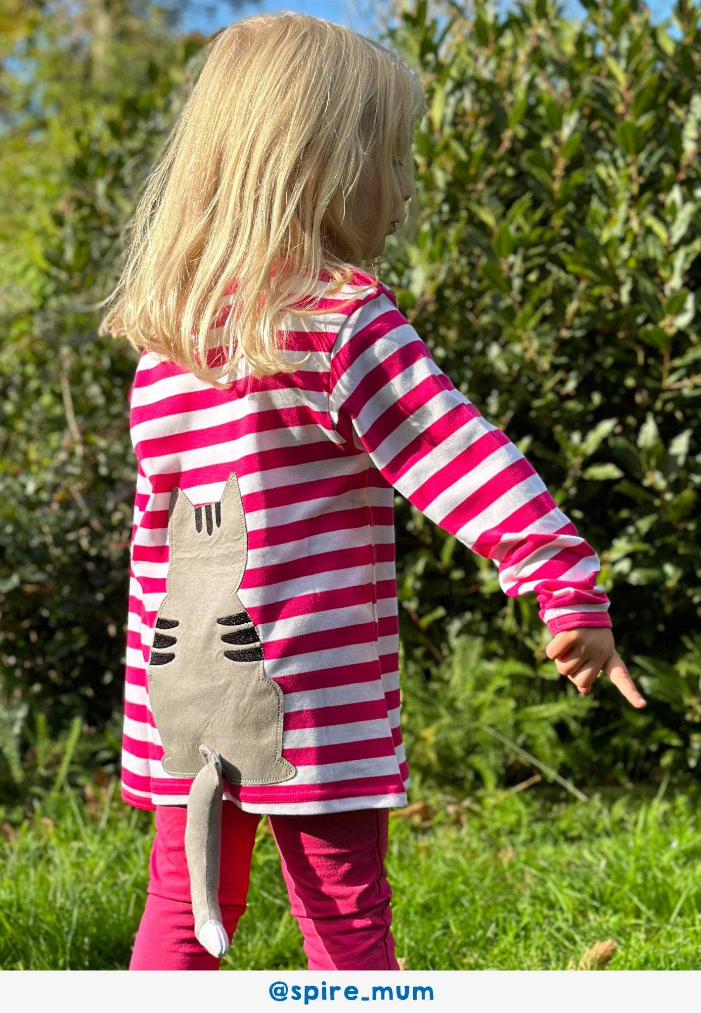 Toby Tiger - Wholesale T-Shirt - Kids - Organic Pink Kitten Applique Long-Sleeved T-Shirt2