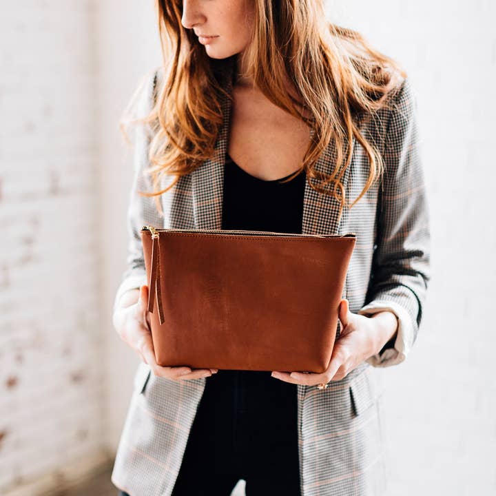 LIZ RIDEN - Wholesale Tote Bag - Women's - Large Makeup Bag-Caramel1