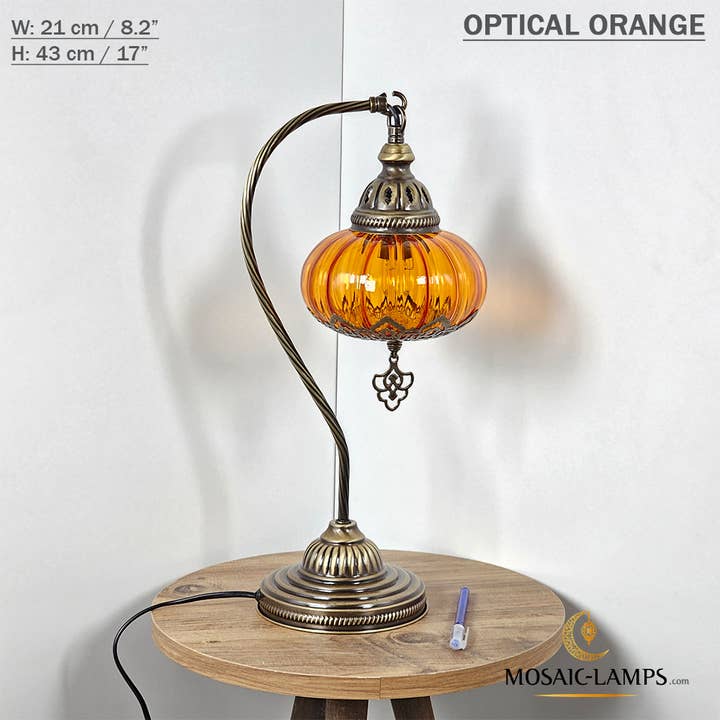 Mosaic Lamps - Vente Lampes d'appoint/de bureau - Lampe de table en verre clair à col de cygne, 8 modèles différents - Ottoman Gooseneck22