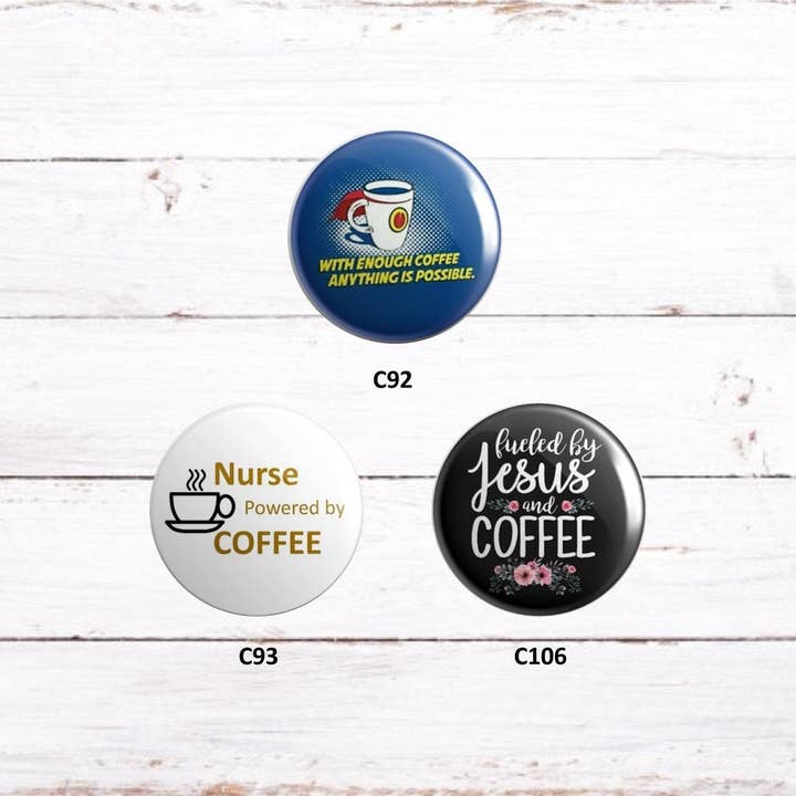 Exchangeable Badge Button Coffee for wholesale by Exchangeables Badge Reels