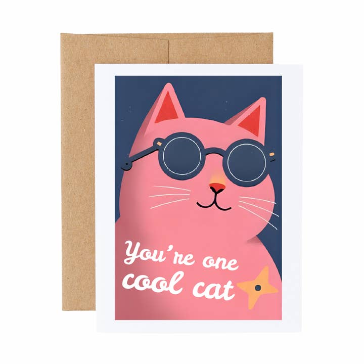 Cool Cat Any Occasion Card for wholesale by Cryptic Paper Co.
