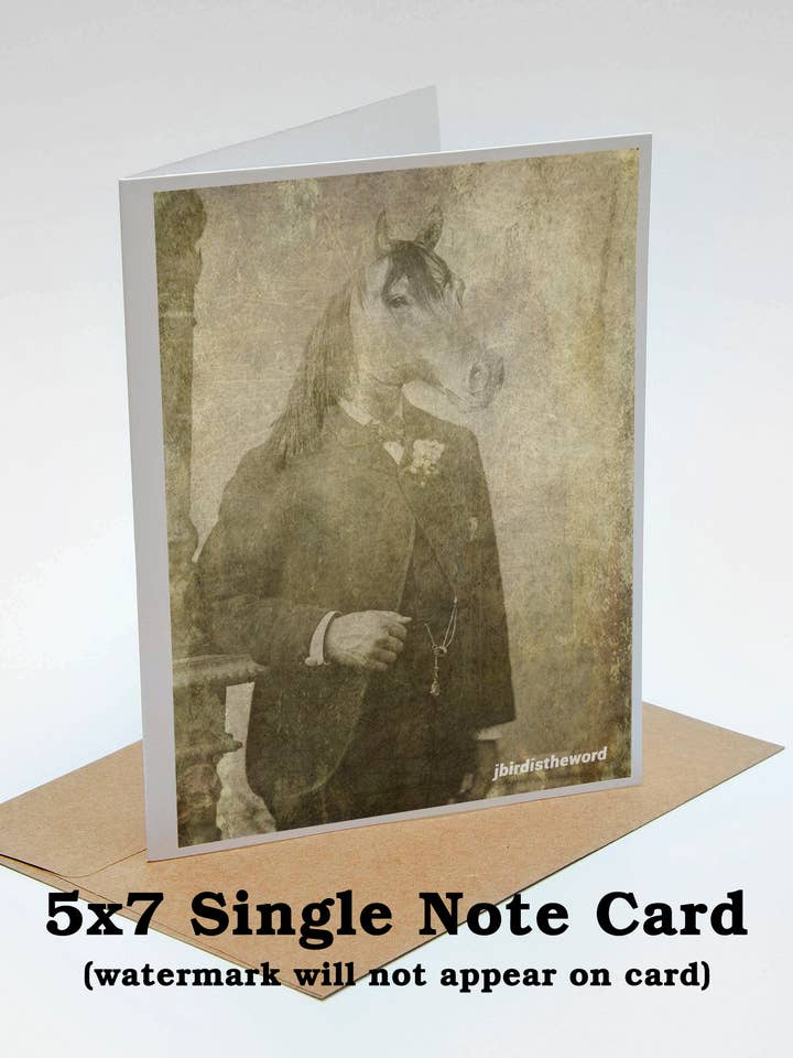 Equine Note Card Horse Lover Animals in Suits Weird Funny for wholesale by The Wild Oddisorium