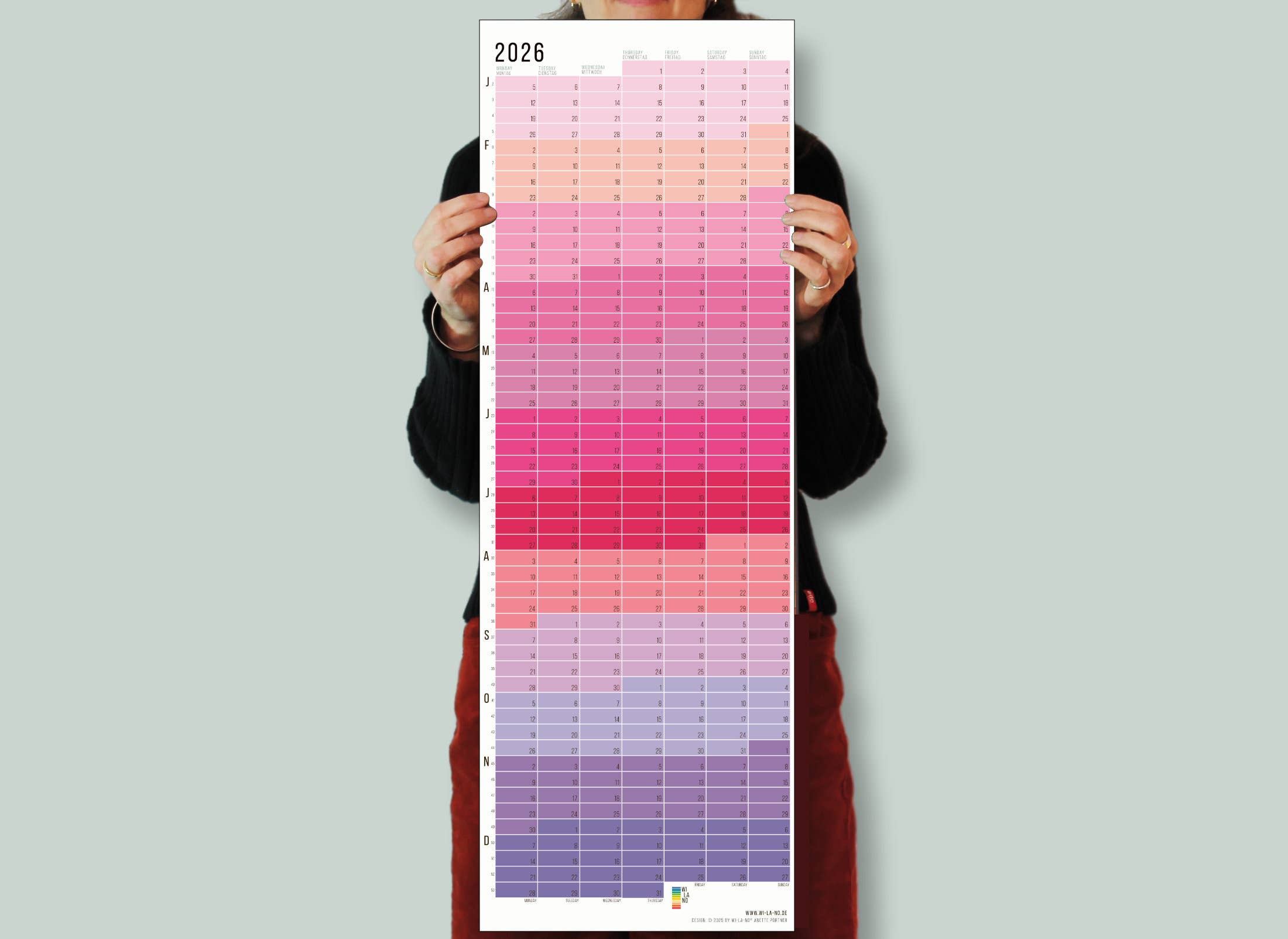 Wi-La-No - Wholesale Calendar - 2026 Wall Calendar "Pink"1